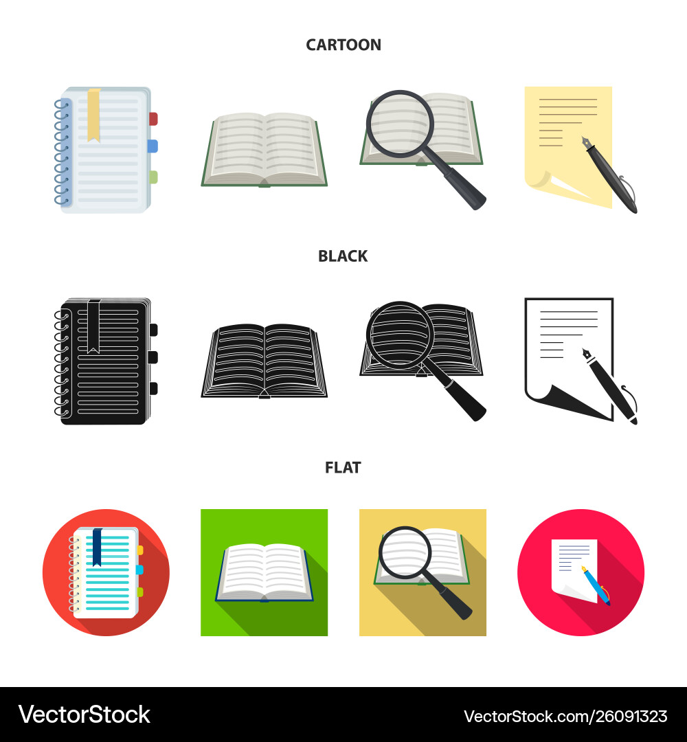 Isolated object book and open icon collection Vector Image