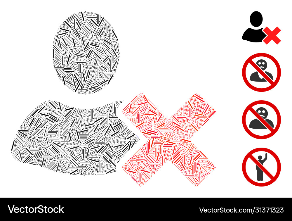 Linear delete user icon mosaic Linear delete user icon mosaic vector image
