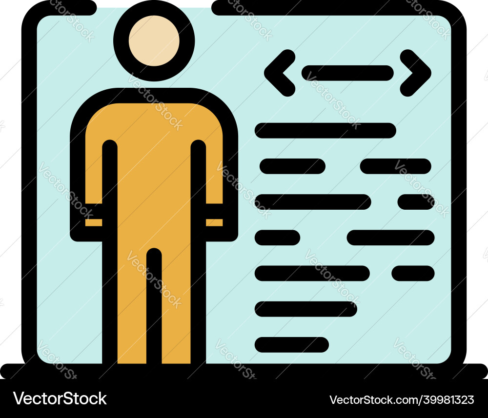 Man and window with code icon color outline Man and window with code icon color outline vector image