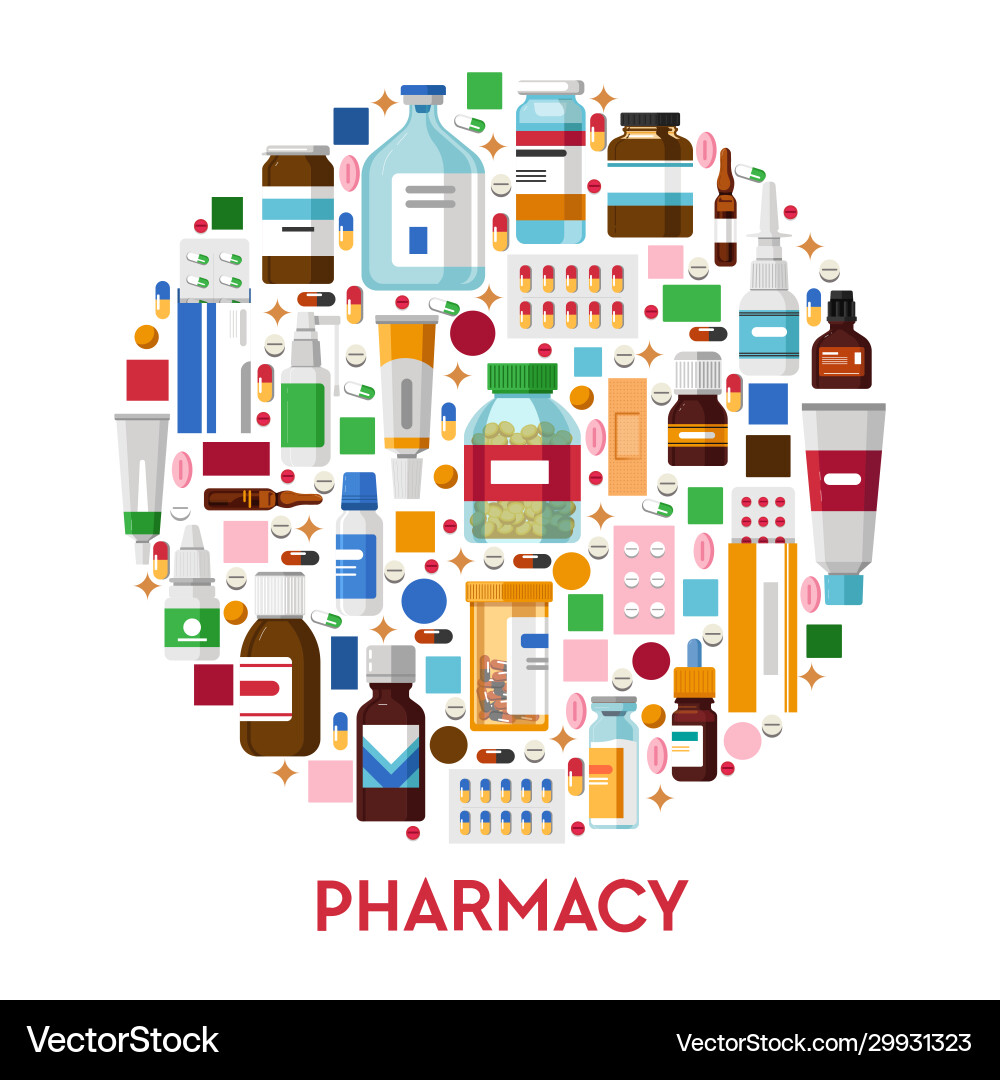 Medicine and pharmacy drug store banner pills Medicine and pharmacy drug store banner pills vector image