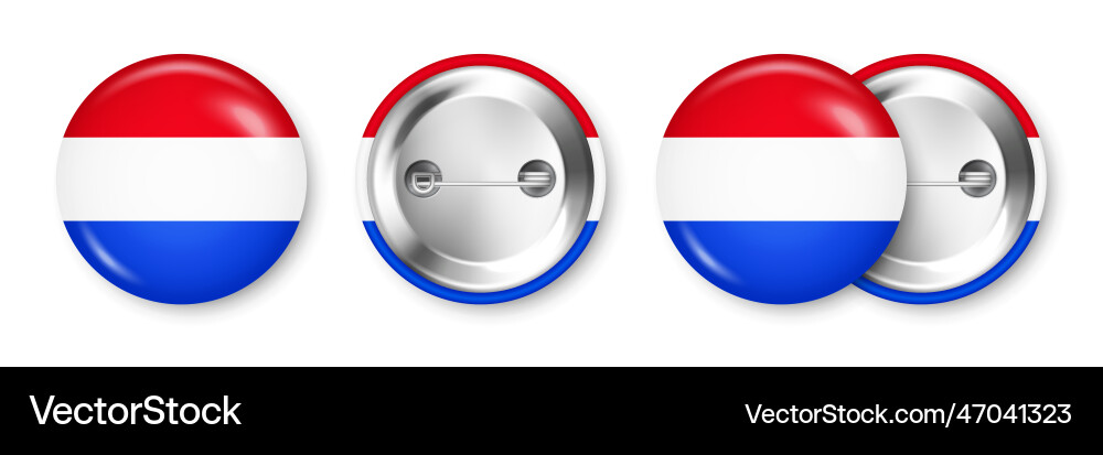 Realistic button badge with printed dutch flag Realistic button badge with printed dutch flag vector image