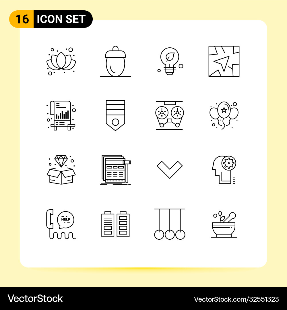 Set 16 modern ui icons symbols signs for list Vector Image