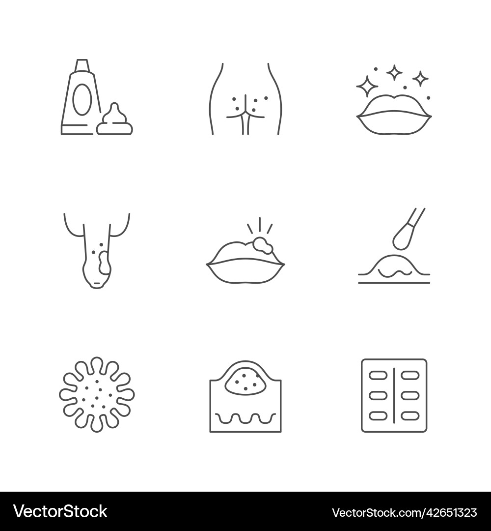 Set line icons of herpes vector image