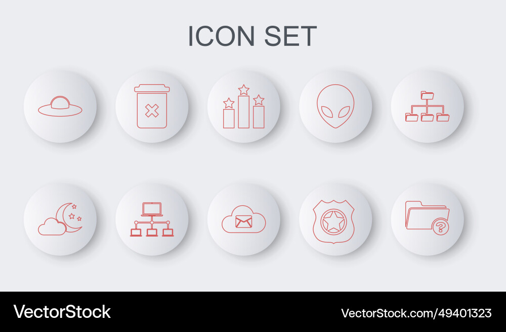 Set line unknown directory cloud with moon Set line unknown directory cloud with moon vector image