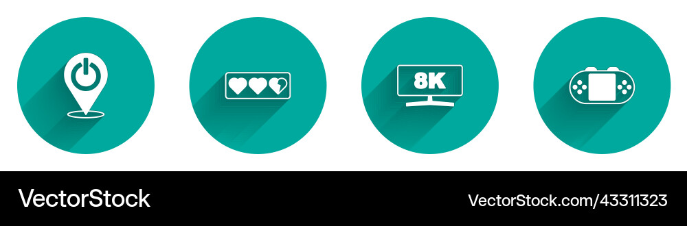 Set power button game life bar computer monitor Vector Image