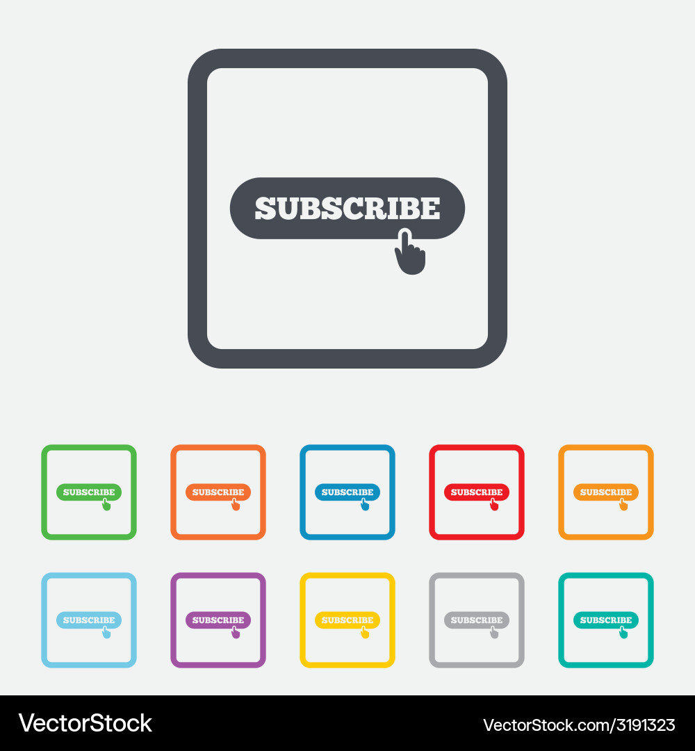Subscribe with hand pointer icon membership vector image
