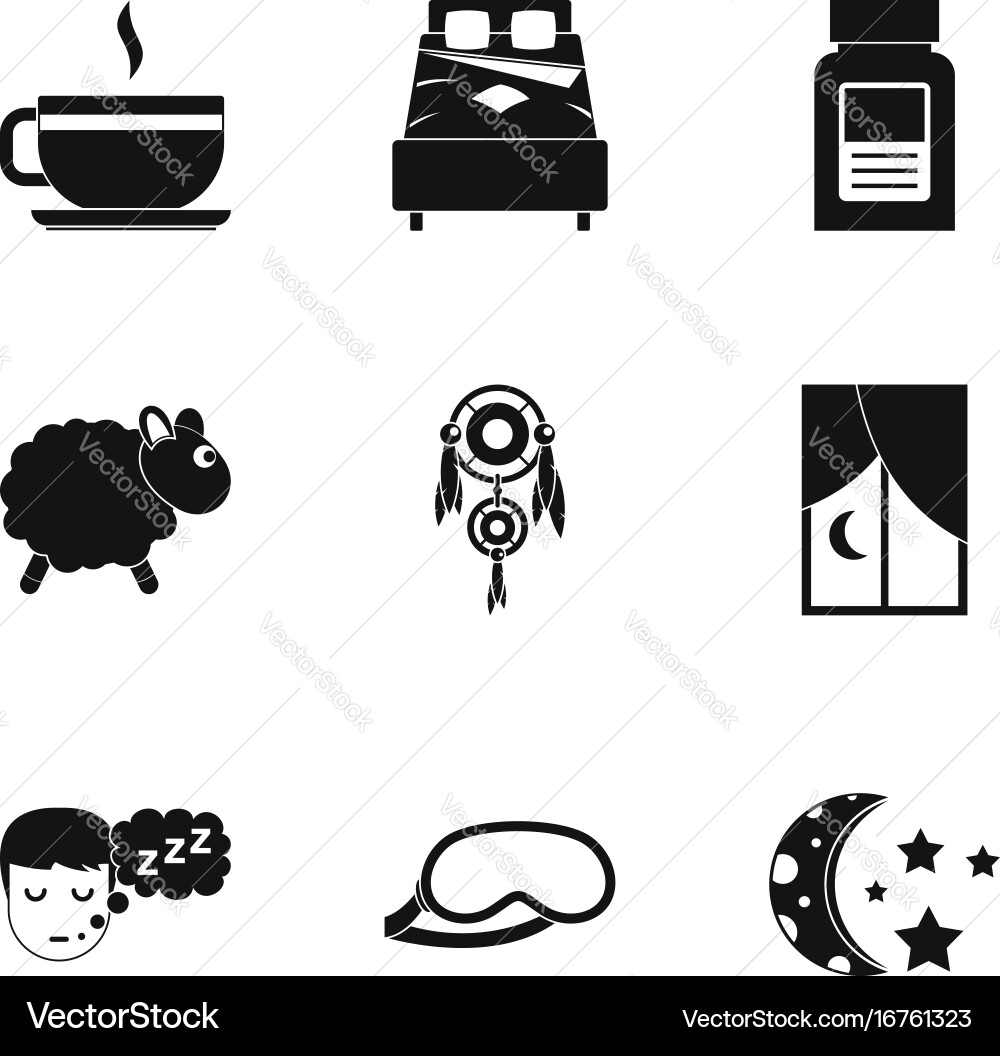 Time to sleep icon set simple style vector image