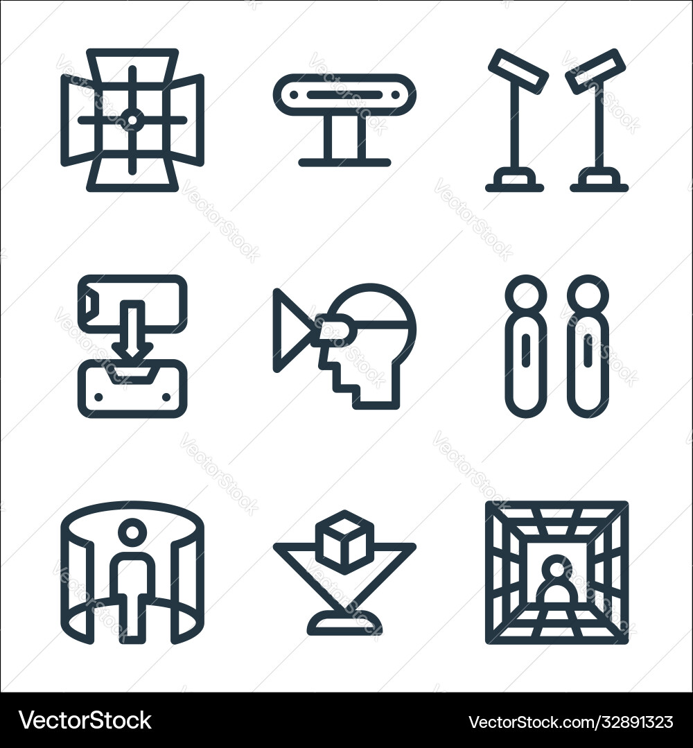 Virtual reality line icons linear set quality vector image