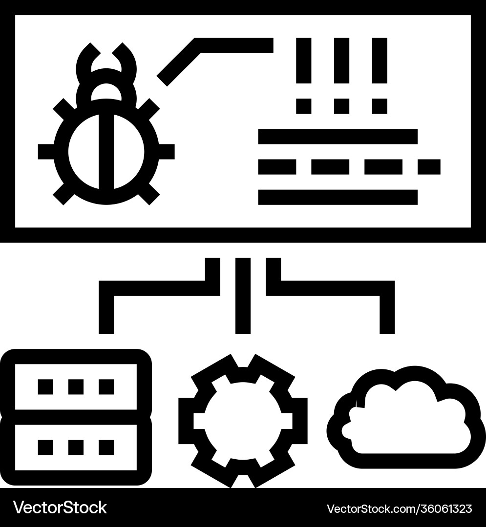 Virus on server cloud and computer components Virus on server cloud and computer components vector image