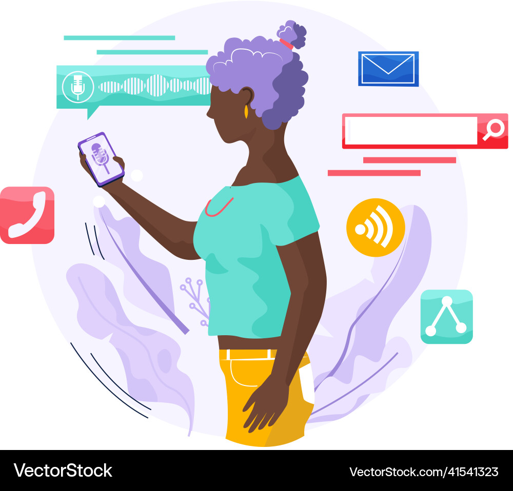 Voice assistant software agent perform tasks Voice assistant software agent perform tasks vector image