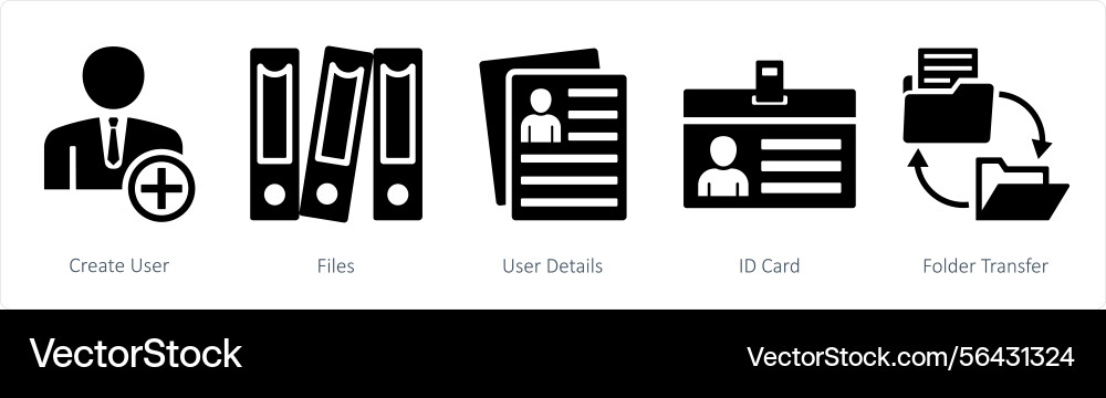 A set of 5 mix icons as create user files vector image