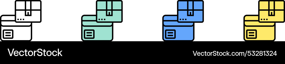 Box icon outline green blue and yellow style Box icon outline green blue and yellow style vector image