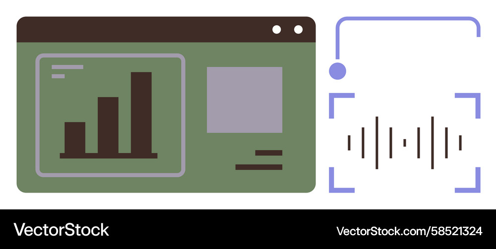 Data Analysis Dashboard with Sound Wave Vector Image
