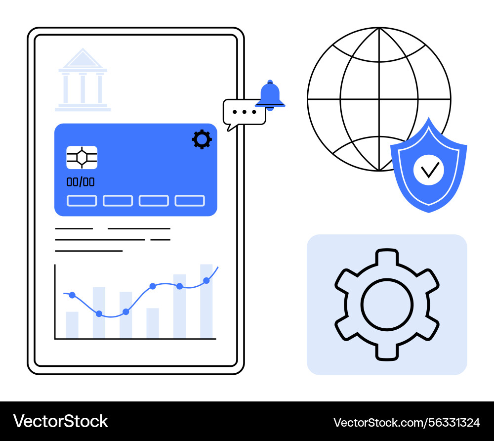 Digital Banking Analytics Dashboard Vector Image