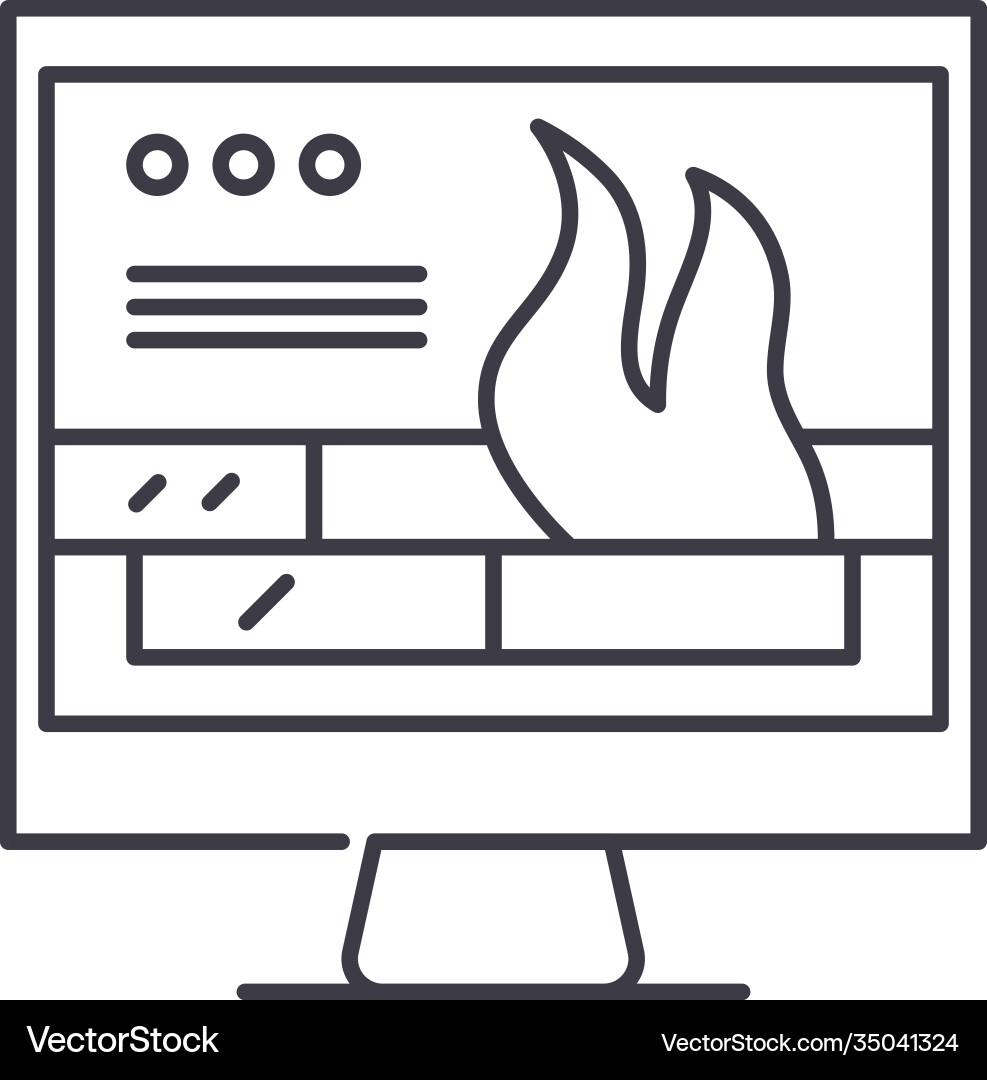 Firewall icon linear isolated thin Firewall icon linear isolated thin vector image