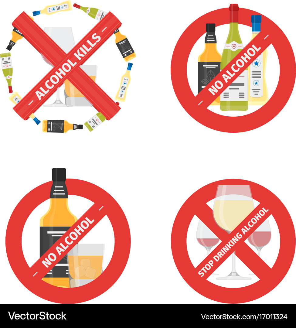 Flat stop drinking icons set of alcohol – Royalty-Free Vector | VectorStock, image size:975x1080