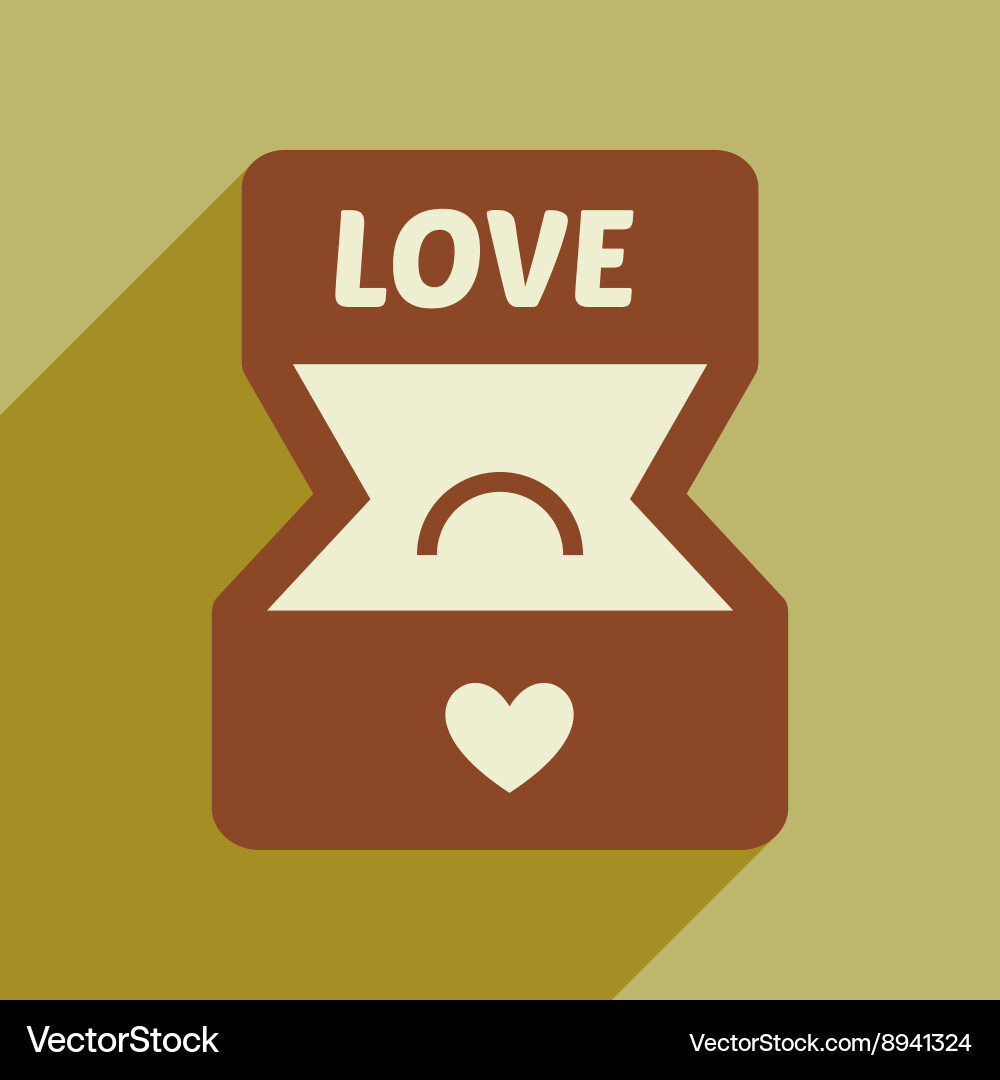 Flat web icon with long shadow ring box vector image