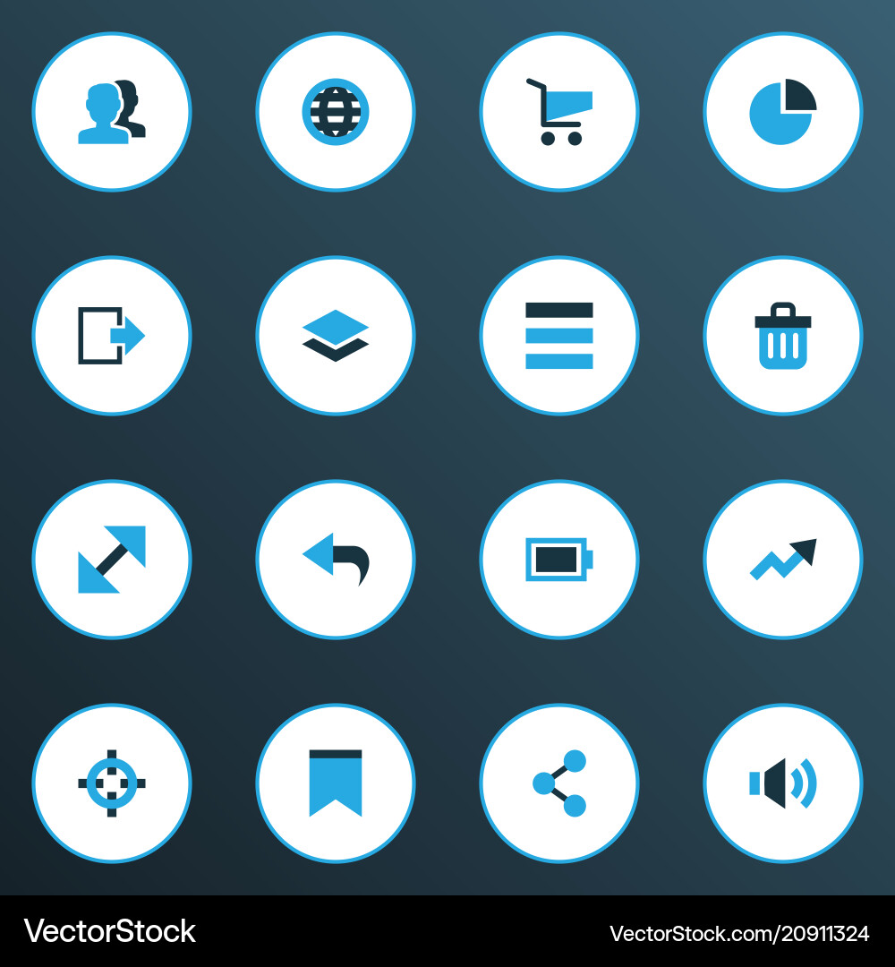 Interface icons colored set with trend list Interface icons colored set with trend list vector image