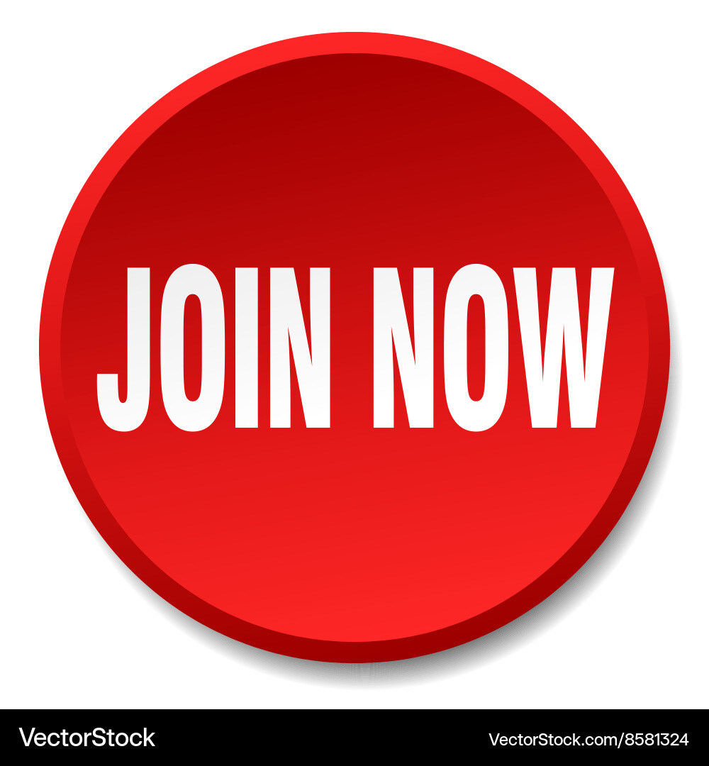 Join now red round flat isolated push button vector image