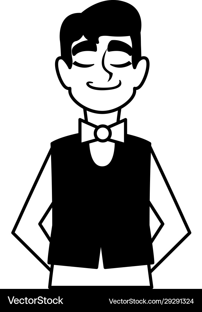 Man waiter with uniform on white background Man waiter with uniform on white background Vector Image