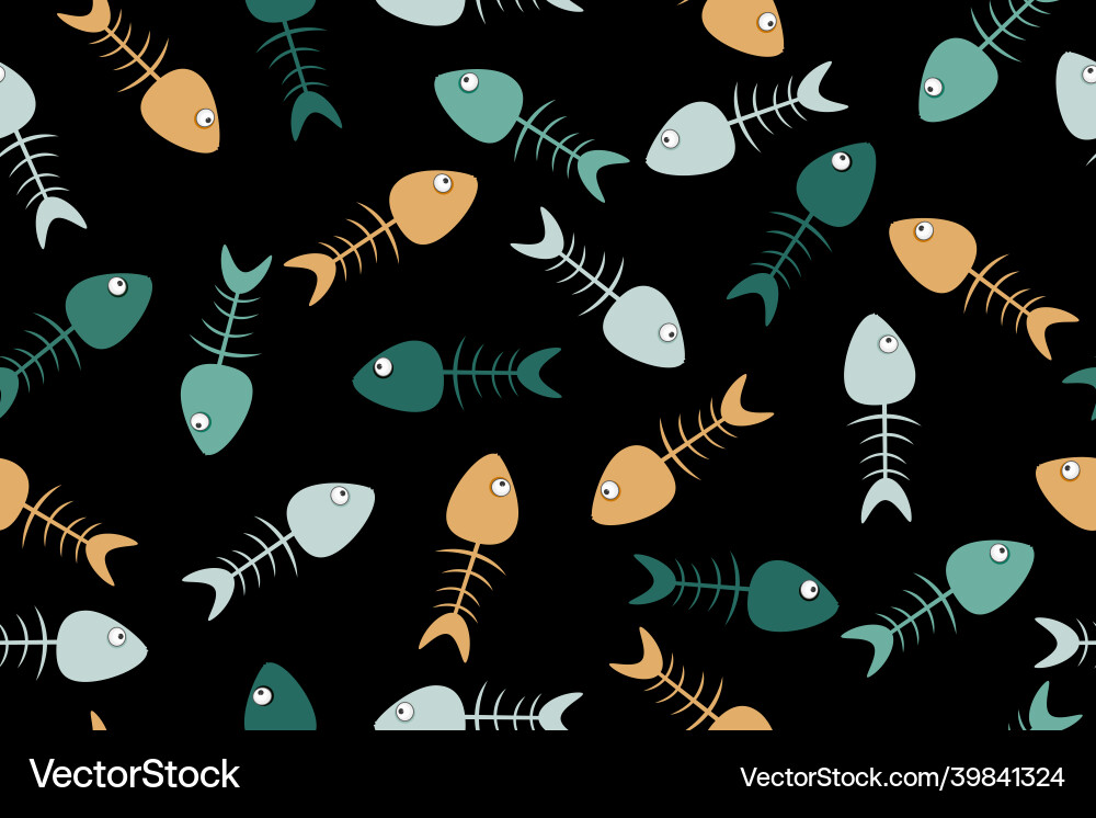 Multicolored seamless pattern with fishbones Vector Image