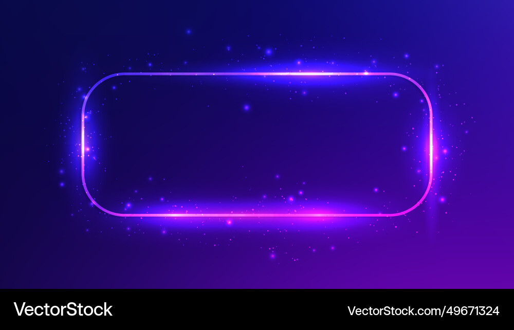 Neon rounded rectangle frame with shining effects Vector Image