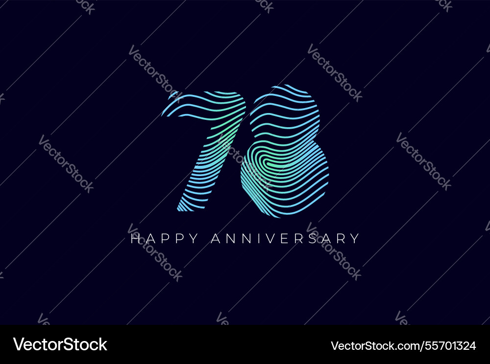 Numeric design with line curve 78th happy Numeric design with line curve 78th happy vector image