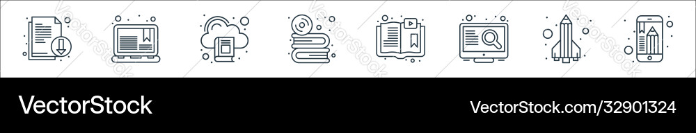 Online learning line icons linear set quality Vector Image