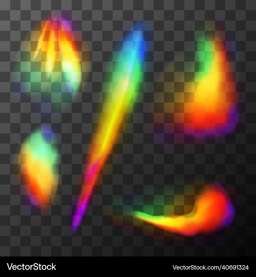 Rainbow light effects streak overlay vector image