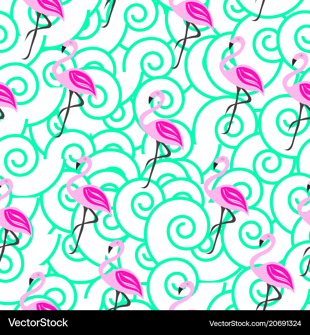 Seamless pattern with flamingo vector image