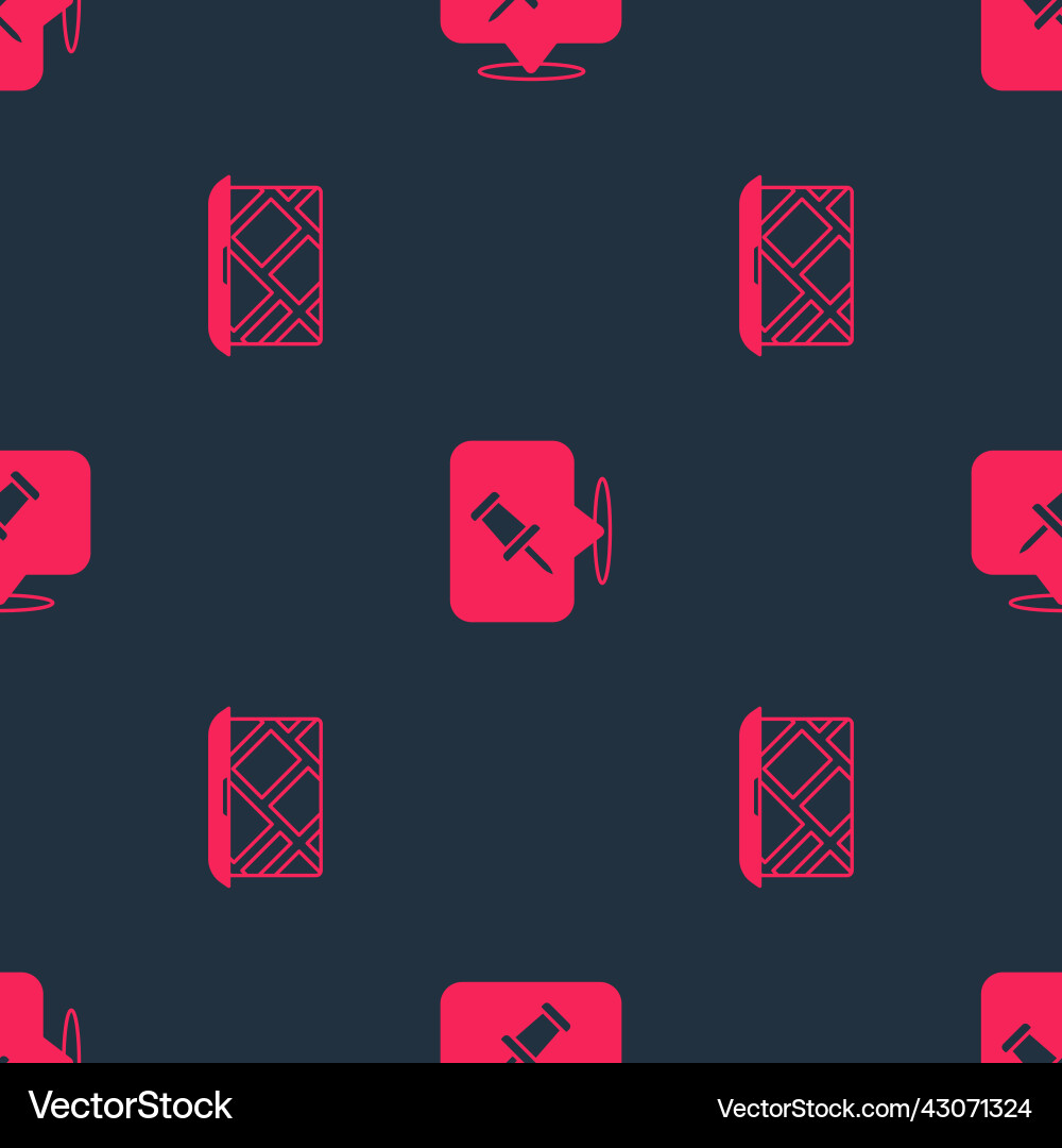 Set city map navigation and push pin on seamless Set city map navigation and push pin on seamless vector image