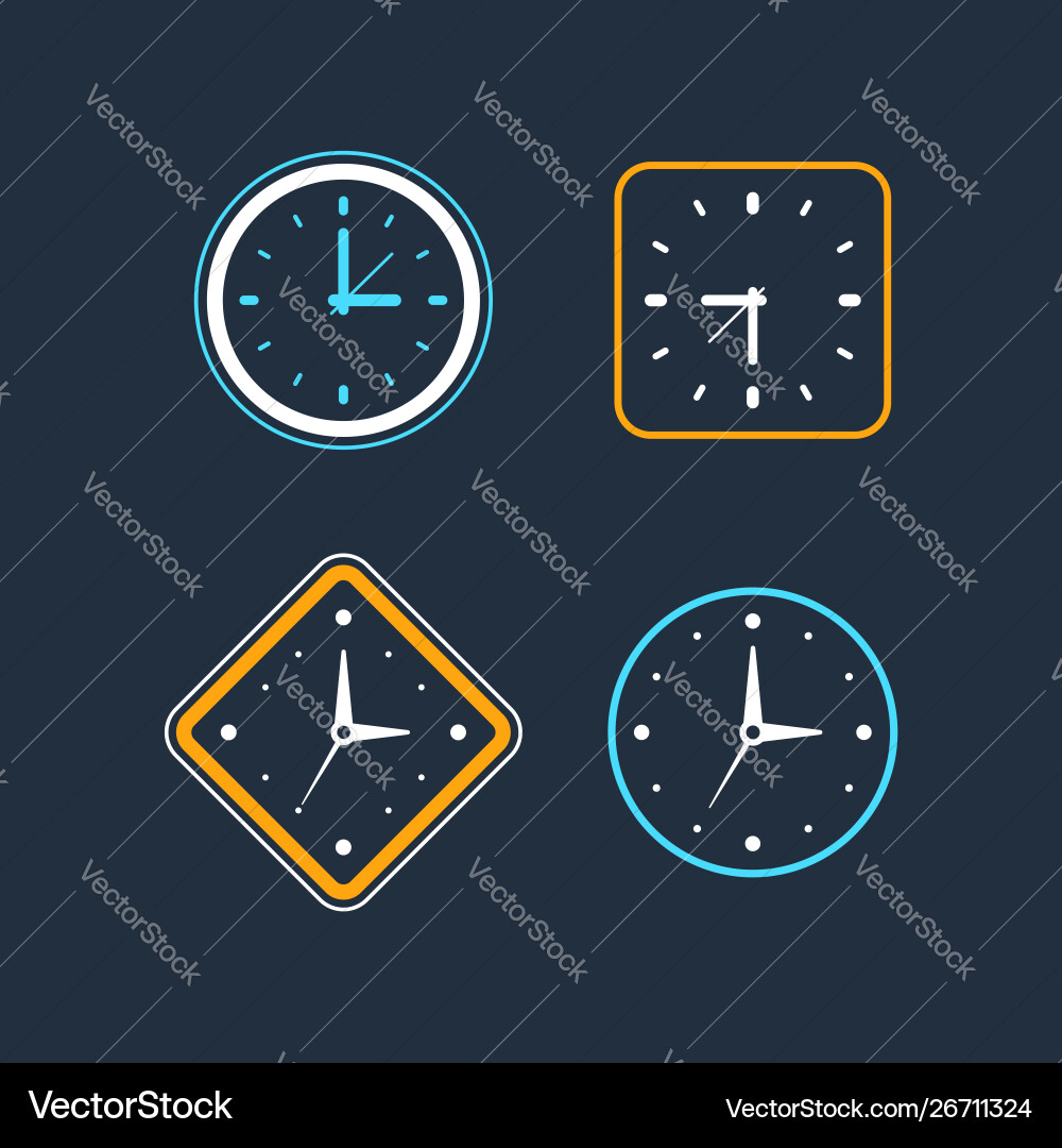 Set clock icon flat design element Vector Image