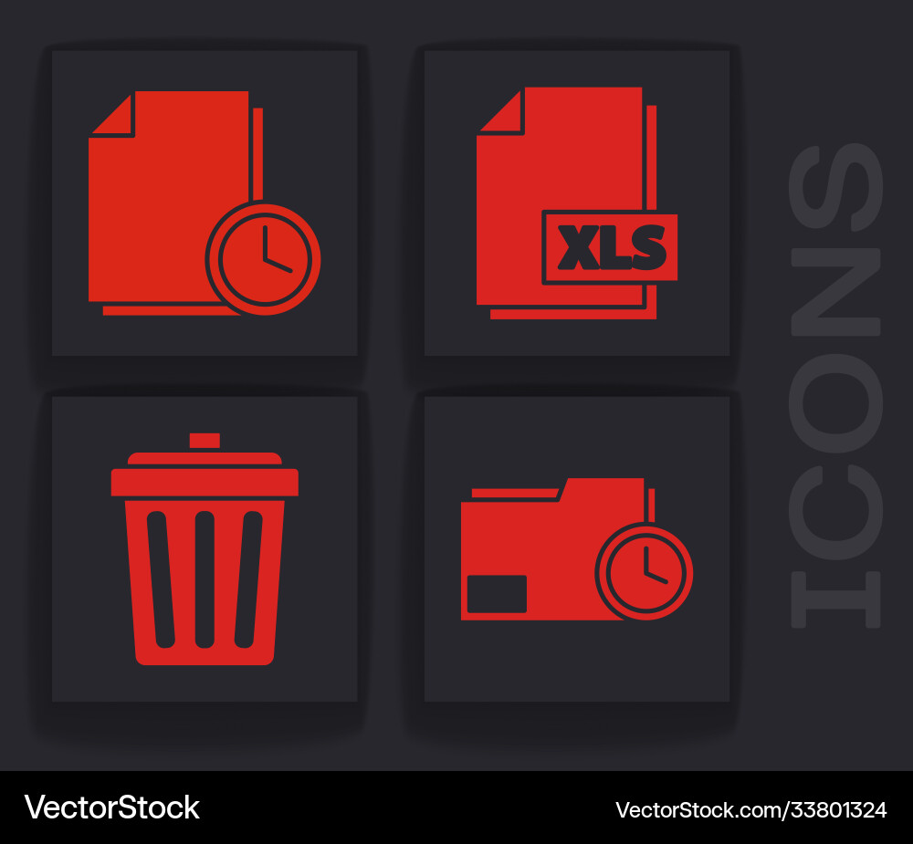 Set document folder with clock Vector Image