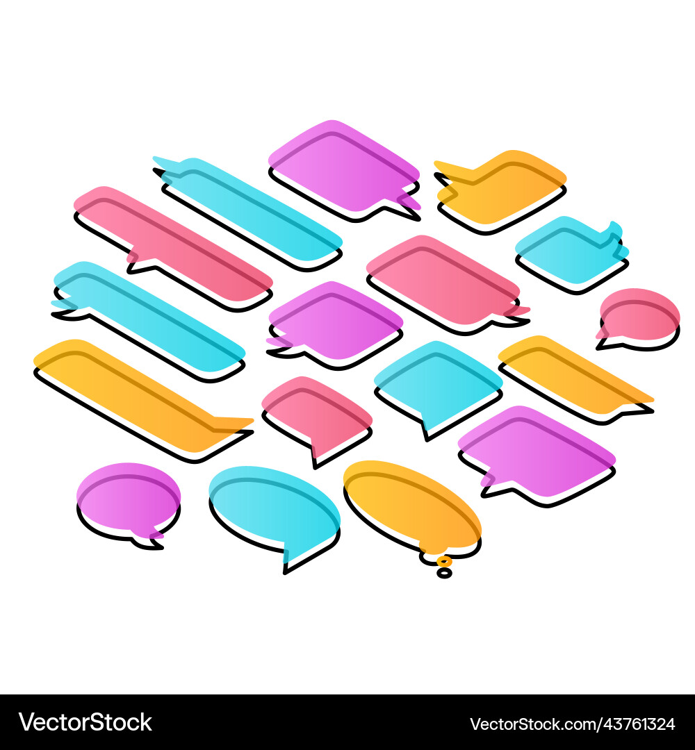 Set of speech colorful bubbles various shapes Set of speech colorful bubbles various shapes vector image