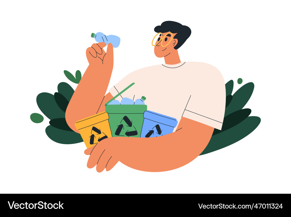 Sorting garbage ecology concept person Sorting garbage ecology concept person vector image