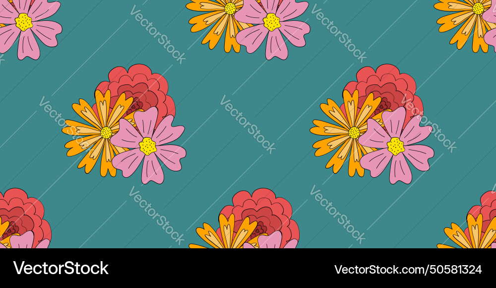 Spring seamless pattern with colourful meadow Spring seamless pattern with colourful meadow Vector Image