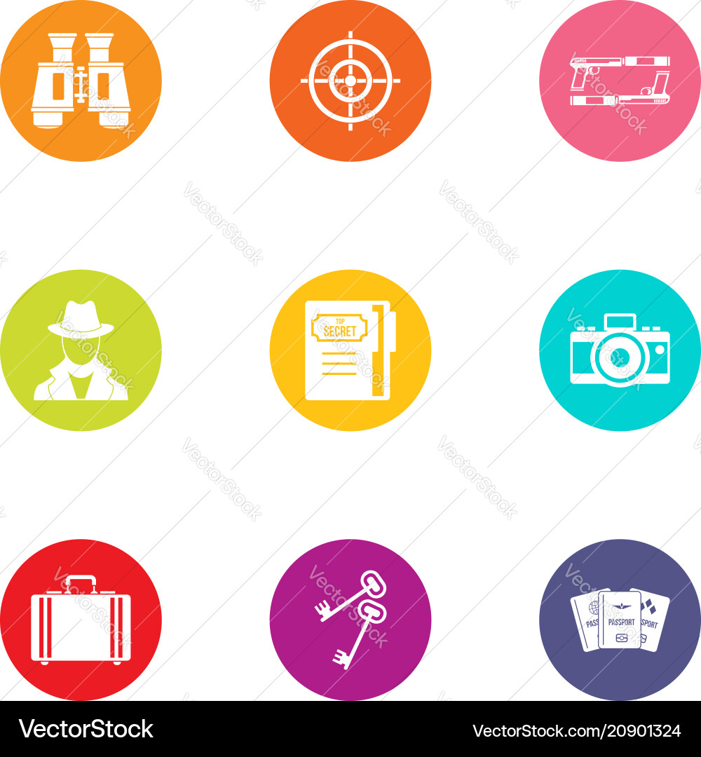 Spy game icons set flat style Spy game icons set flat style vector image