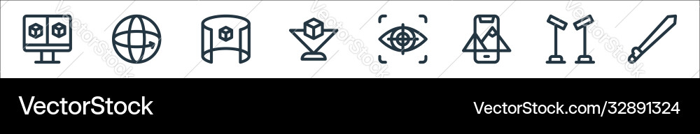 Virtual reality line icons linear set quality Virtual reality line icons linear set quality vector image