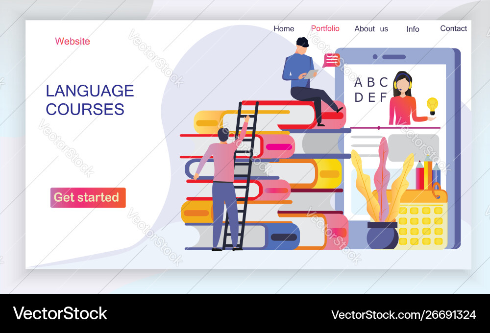 Web page design templates for language courses Web page design templates for language courses vector image