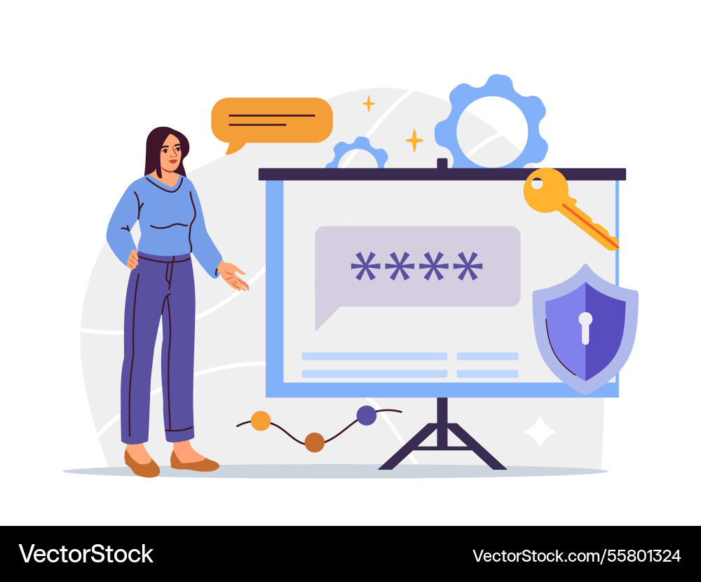 Woman with password protection young girl near Woman with password protection young girl near vector image