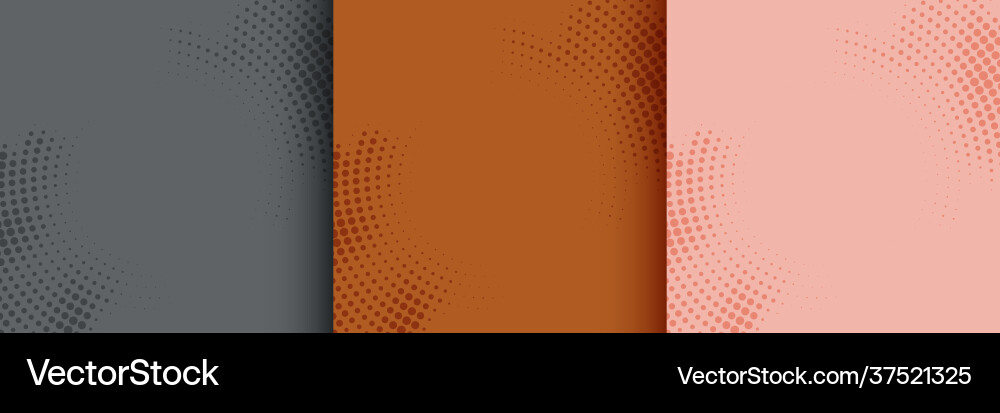 Abstract circular halftone background set three Vector Image