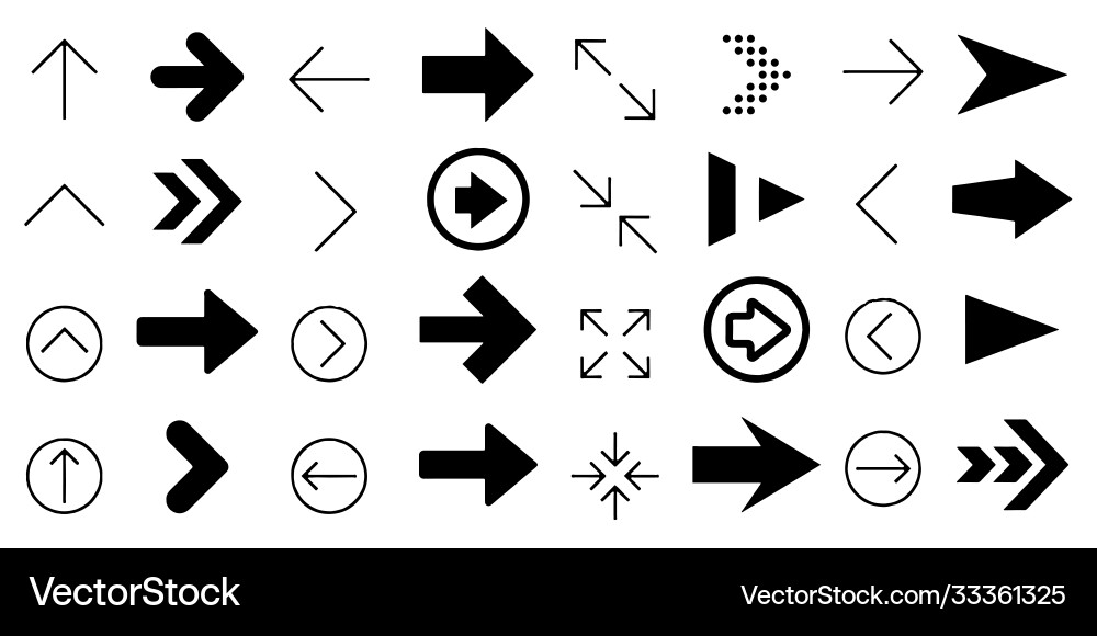 Arrows set icons design style Vector Image