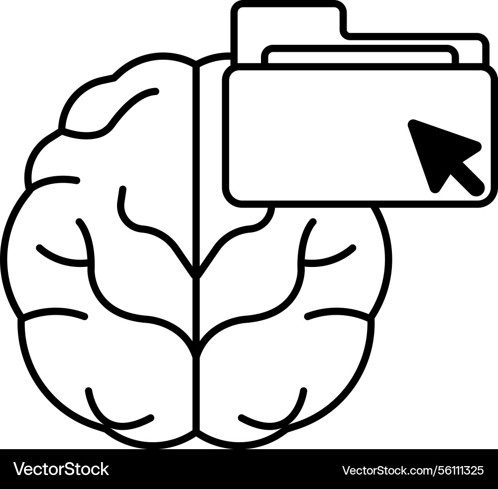 Brain with a file folder on top Brain with a file folder on top Vector Image