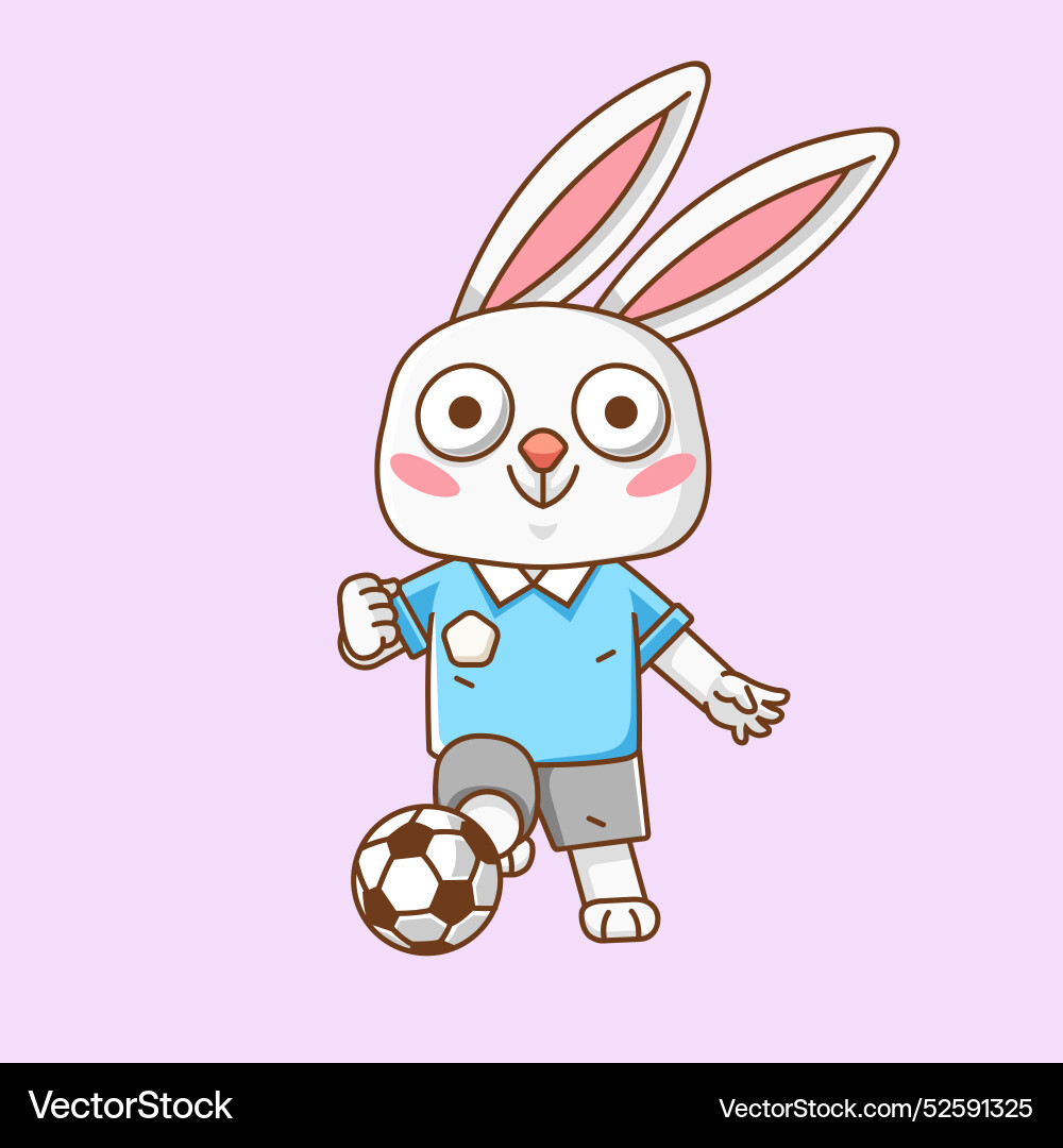 Cute rabbit soccer player animal kawaii chibi Cute rabbit soccer player animal kawaii chibi vector image