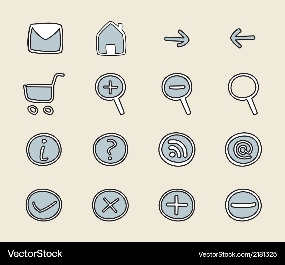 Hand Drawn Icon Set - Web & Communication Vector Image