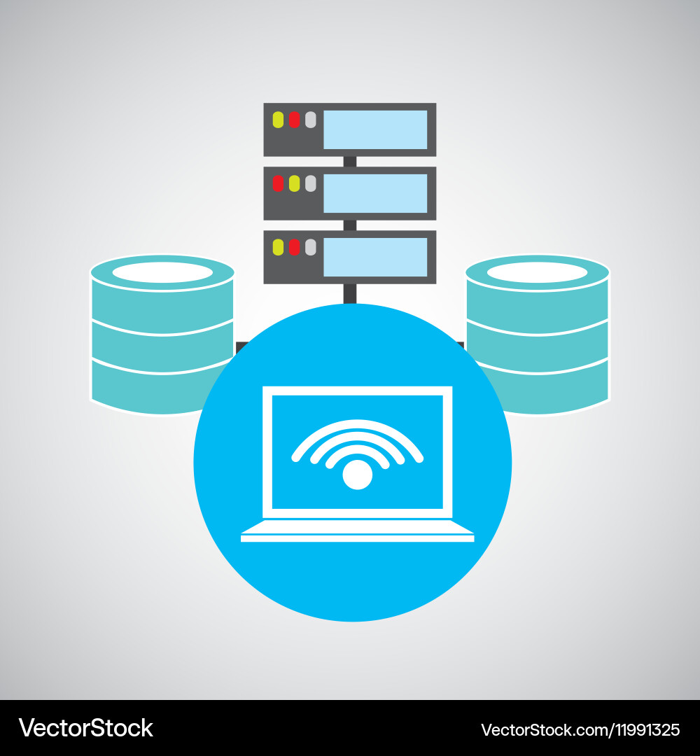 Laptop wifi language data base storage vector image