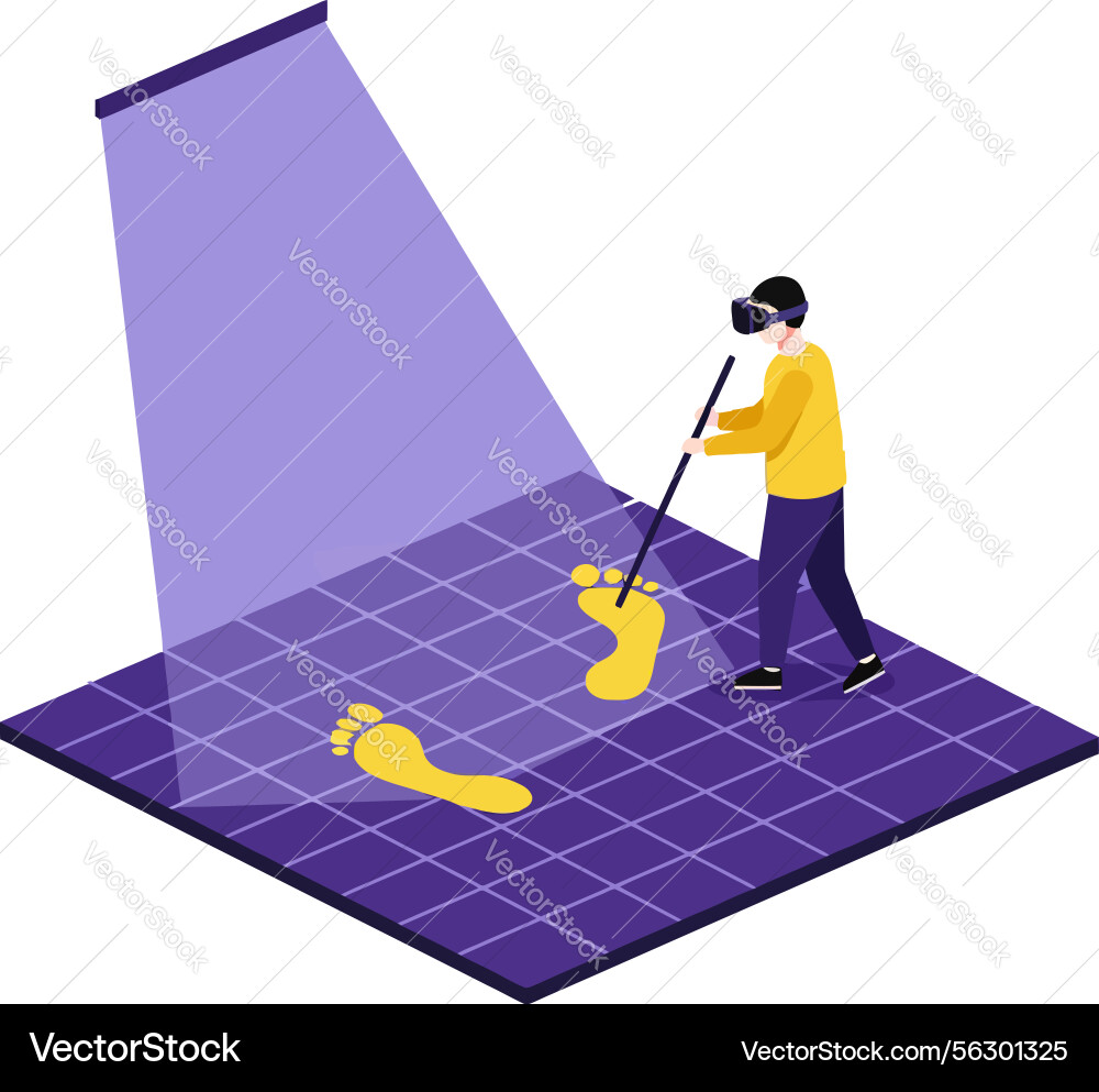 Man using metal detector on grid surface Man using metal detector on grid surface vector image
