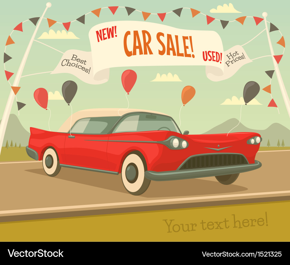 Retro Car Sale Poster Vector Image