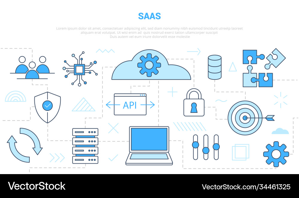 Saas software as a service concept with icon line Saas software as a service concept with icon line vector image