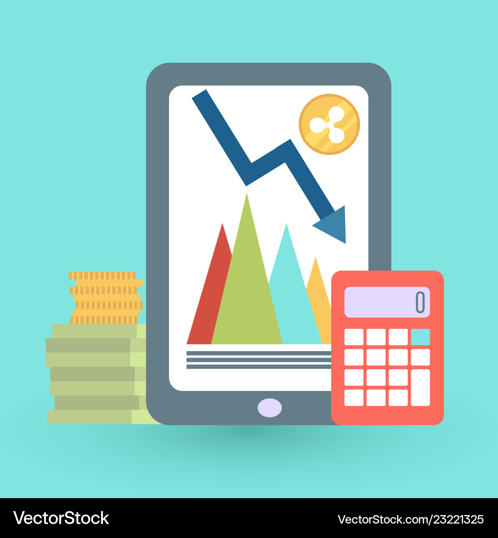 Set of icons with ico blockchain concept vector image